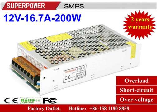 12V 16.7A 200W Switching Power Supply for LED Lighting